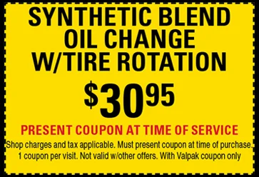 Synthetic blend oil change w/ tire rotation